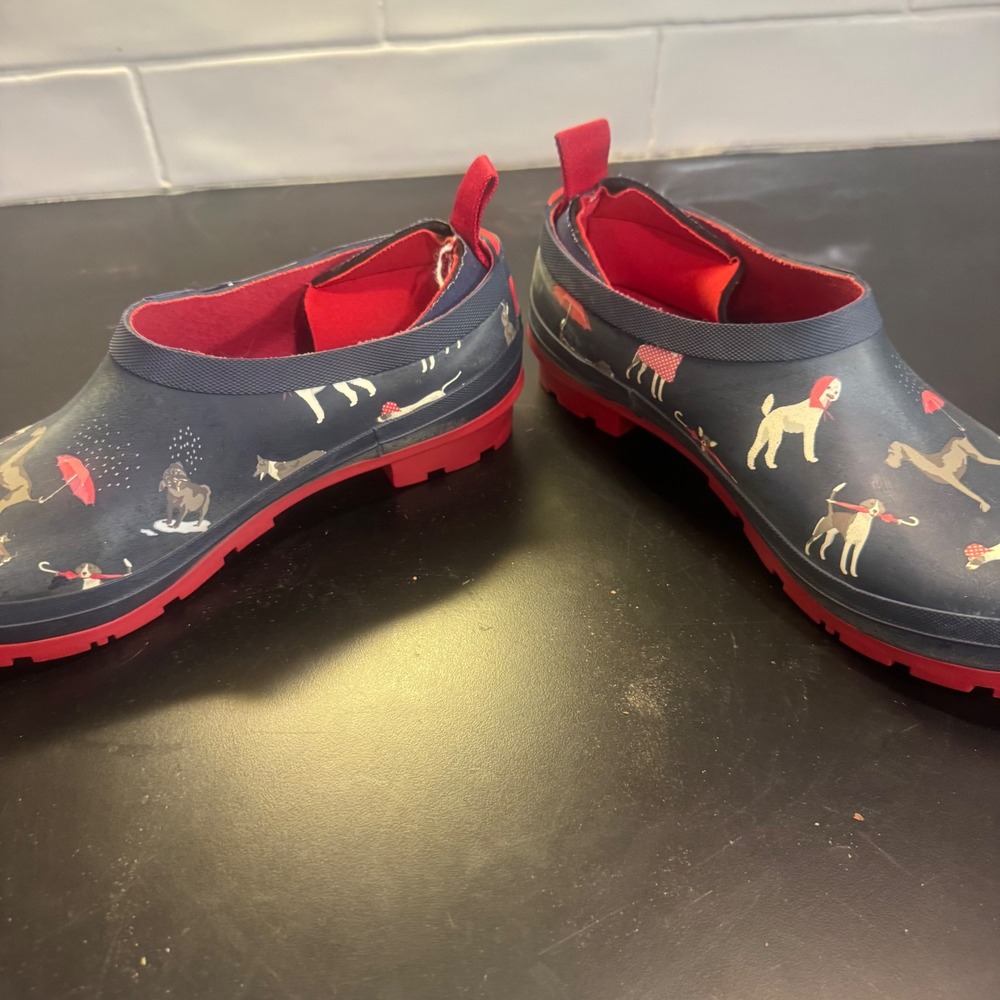 Joules Garden Clogs Womens Size 9 Navy Blue Red Rainy Day Dogs Waterproof Shoes - Picture 3 of 7